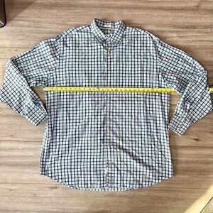 Peter Millar Men's Blue Plaid Curved hem Long Sleeve Button‎ Down Shirt XX Large